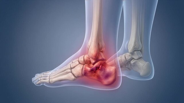Heel pain caused by impact on foot anatomy and muscle structure