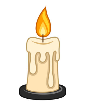Vector illustration of Burning Candle on transparent background