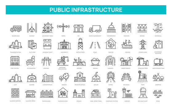 Public Infrastructure, Transportation and City Services Icons