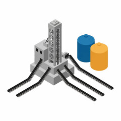 Obraz premium Gray Lego Robot Arm Sorting Colorful Cylinders.