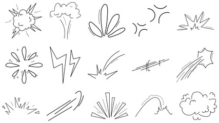 Black hand drawn comic book action effects and doodle icons © Nd Studio 