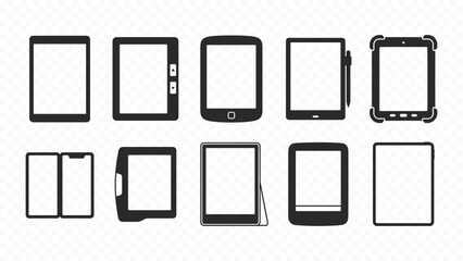 Tablets Touchscreen Displays and Mobile Touch Pads Glyph Icon Set - Tablet Device, Touch Pad, Mobile Screen, Touch Screen Solid Vector © Broke Stoke