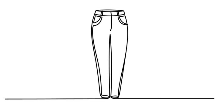 Simple line drawing of casual denim jeans pants for fashion design