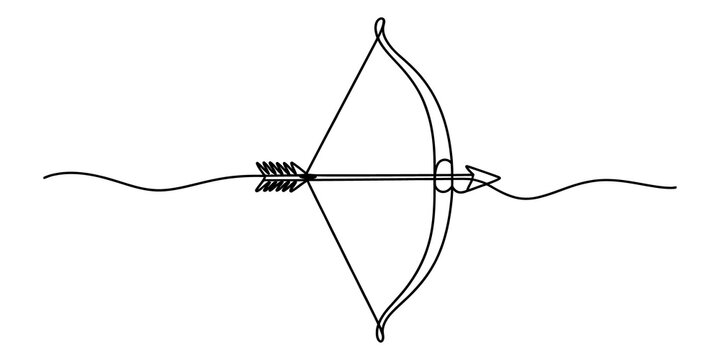 Simple line drawing of a bow and arrow weapon illustration