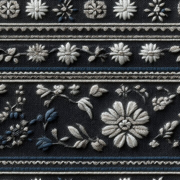 Seamless pattern of a traditional handwoven textile pattern in monochrome gray and white