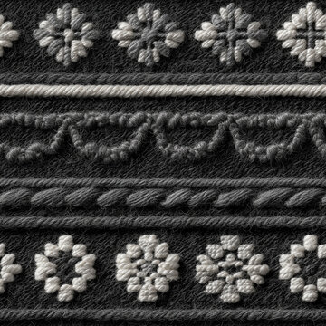 Seamless pattern of a traditional handwoven textile pattern in monochrome gray and white