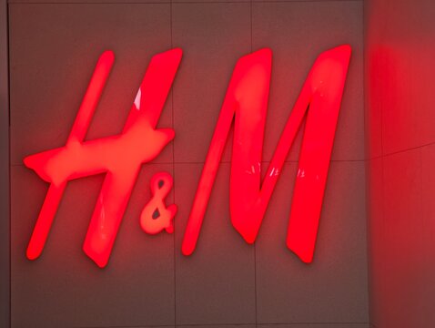 Shanghai, China-Jan.7th 2026: H&M brand logo sign close up