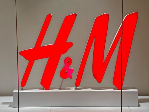 Shanghai, China-Jan.7th 2026: H&M brand logo sign close up