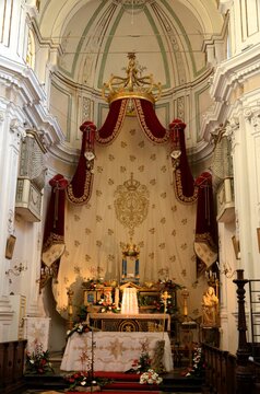 Ragusa Ibla, Sicily 01.03.2020: Interior of the Church of San Giuseppe in Ragusa Ibla