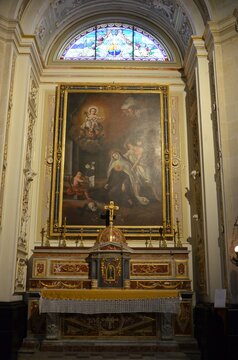 Ragusa Ibla, Sicily 01.03.2020: Side altar dedicated to Saint Rosalia inside the Cathedral of San Giorgio in Ragusa Ibla.