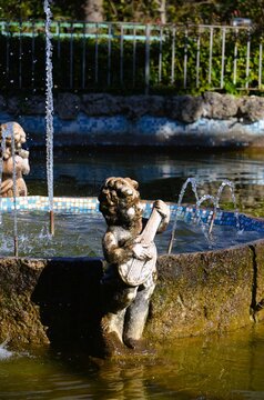 circular ornamental fountain located in the heart of the Public Garden (Villa Comunale) of Caltagirone