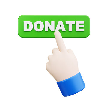 3D Hand Clicking Donate Button