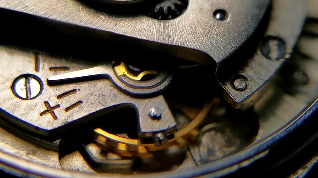 Macro Horizontal Shot of Watch Movement Regulator with Plus Minus Markings