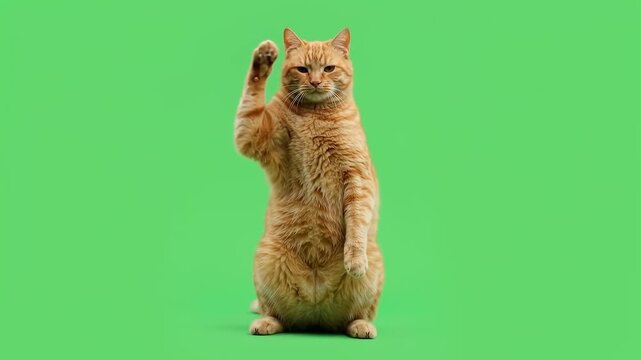 One front paw is placed at an angle against the side of its forehead.