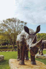 Artistic Metal Rhinoceros Sculpture at Quinta da Bacalhoa, Portugal © Marco