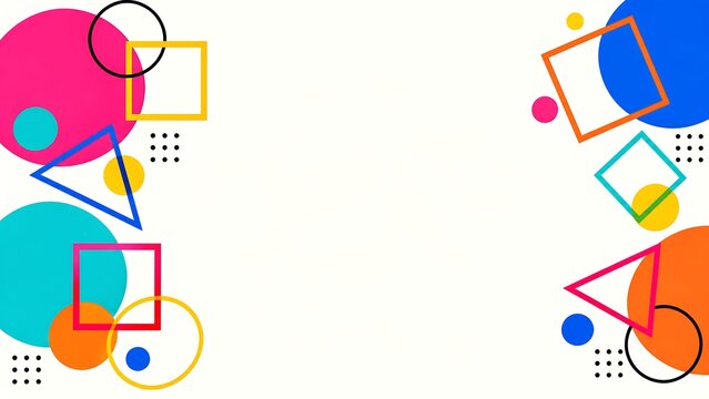 Abstract geometric pattern with colorful shapes and circles on a clean simple layout