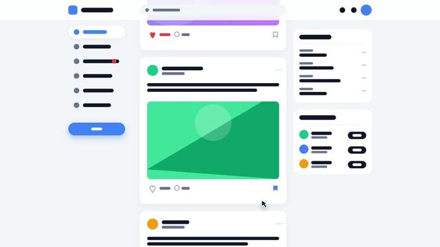 Social Media Feed Interface Interaction with Animated Interaction Elements