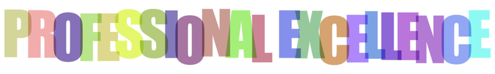 Professional excellence text typography with colorful overlapping letters on a transparent background © Sharmin