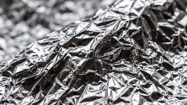 Crumpled silver aluminum foil abstract metallic texture background