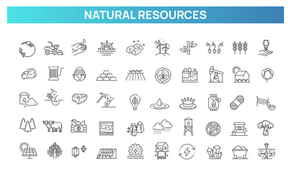 Natural Resources, Mining, Agriculture and Energy Icon Set