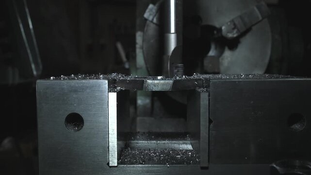 A CNC metal milling machine bores holes, cuts threads, and makes cuts in copper, brass, aluminum, and steel workpieces.
