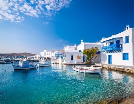 picturesque fishing village in naousa located on the island of paros greece