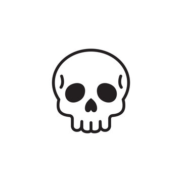 Minimalist human skull outline icon for Halloween, horror, and Gothic design.