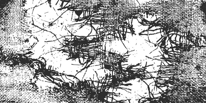 Black abstract grunge background texture with dense woven burlap weave.
