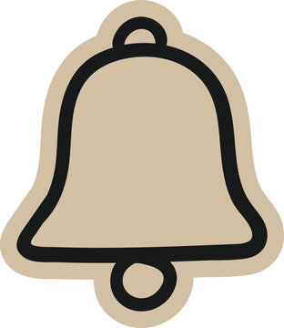 Notification bell alert reminder scrapbook doodle sticker icon. hand drawn alarm ringer, notice message, subscribe sound, and call signal elements for digital journaling and web craft illustration