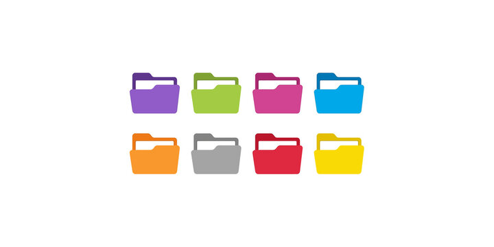 Vibrant multicolored folder icons for efficient document organization and digital user interface systems.