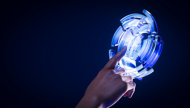 3D hand touching biometric fingerprint interface for secure digital identity authentication