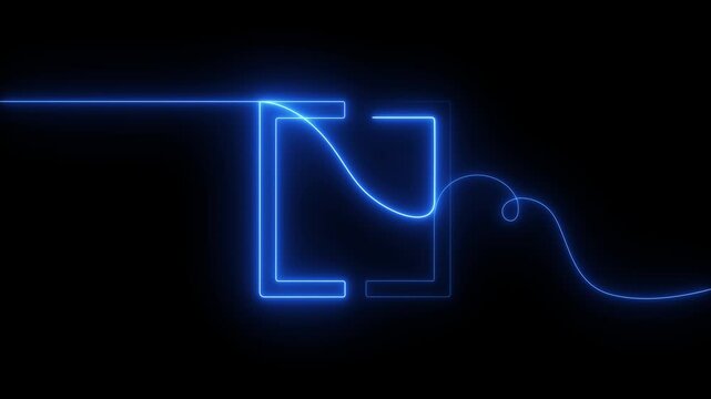 Square target frame with glowing neon boundary lines and blue wave pulse, focusing border graphic on dark background for tech interface