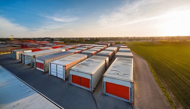 aerial view of temporary self storage units storage temporary self units aerial shot overhead containers