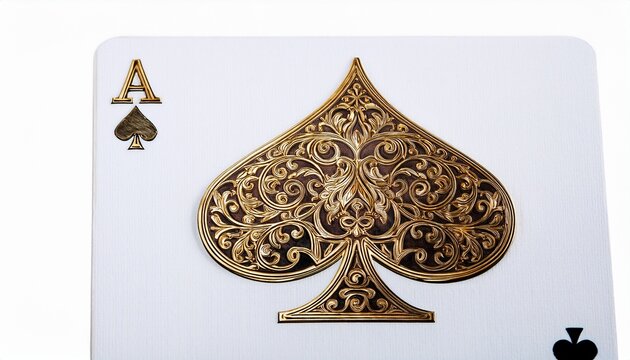 elegant ace of spades card with gold filigree design on a white background