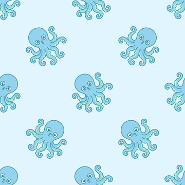 Cute Octopus Seamless Pattern