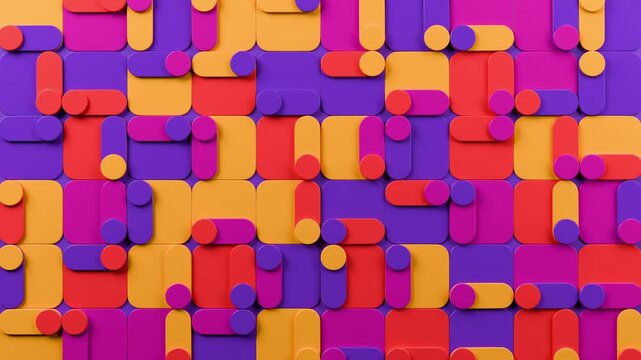 Colorful Wooden Blocks Abstract Background with Geometric Square Shapes, 3D Cube Puzzle Design, Vibrant Seamless Pattern and Decorative Vector Wallpaper Texture