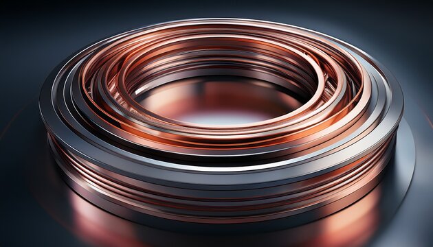 precision industrial concentric multi layer metal ring structure with polished silver aluminum and rose gold copper trim tech enterprise background product showcase machinery brand visual wallpaper