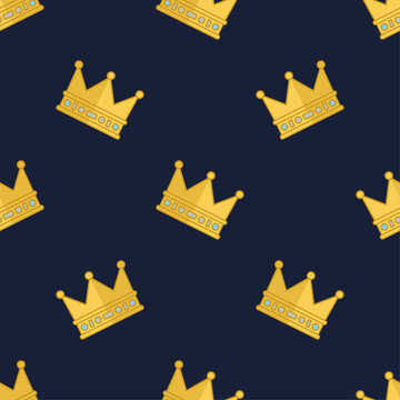 Golden Crown Seamless Pattern