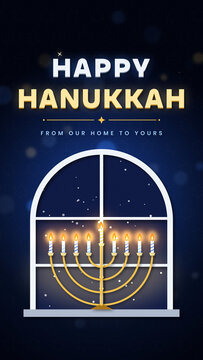 Hanukkah Window Menorah Greeting Card Animation Image