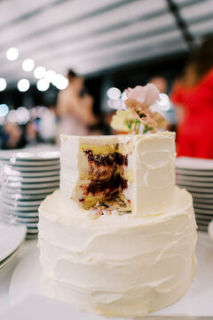 Elegant Two Tier Wedding Cake with Floral Decoration