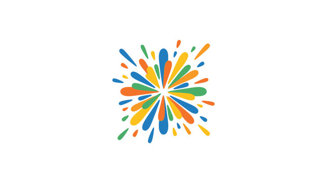 Colorful abstract firework burst icon on white background for festive celebration design.