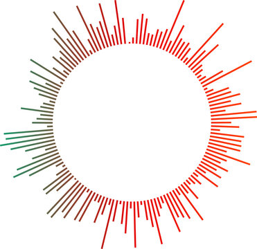 Circular sound wave equalizer with colorful gradient frequency lines