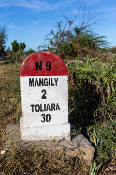 Roadside milestone marker, Ifaty, Madagascar