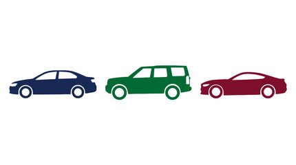 Obraz premium Three colorful vehicle silhouettes are arranged in a horizontal row