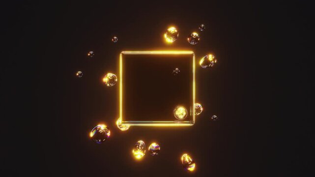 Looping 4K 3D render of a glowing glass metaball cube with golden light, rainbow iridescence, refraction and colorful dispersion. Futuristic abstract visual for digital and tech projects.