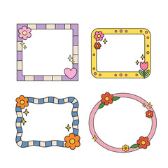Obraz premium Cute Floral Decorative Frames with Flowers and Hearts