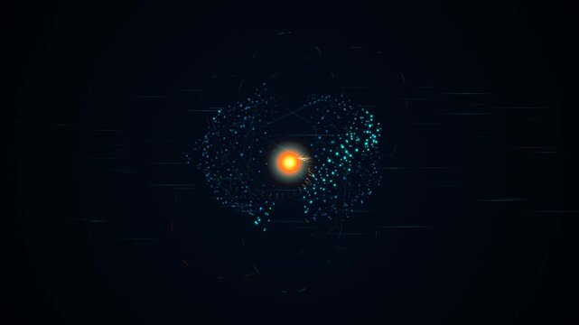 Abstract digital particle network animation data core light energy flow futuristic tech background m