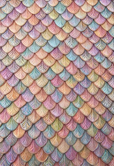 Obraz premium Fantasy and magic background, iridescent mermaid scales texture with pastel colors for whimsical design projects and creative digital surface patterns