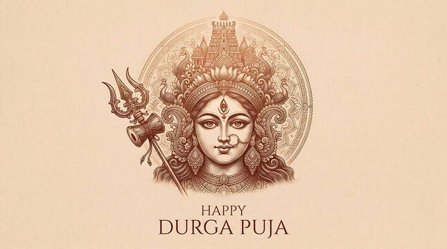Happy Durga Puja Wishes Banner for Celebrating Faith, Tradition, and Divine Blessings.