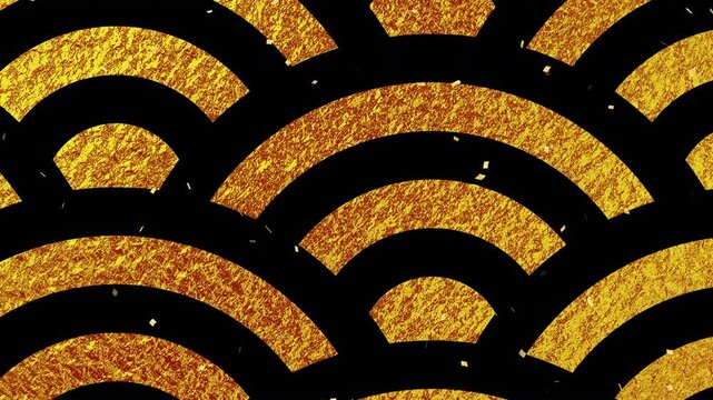 confetti gold fall pattern01 seigaiha pattern max loop （black gold background）01